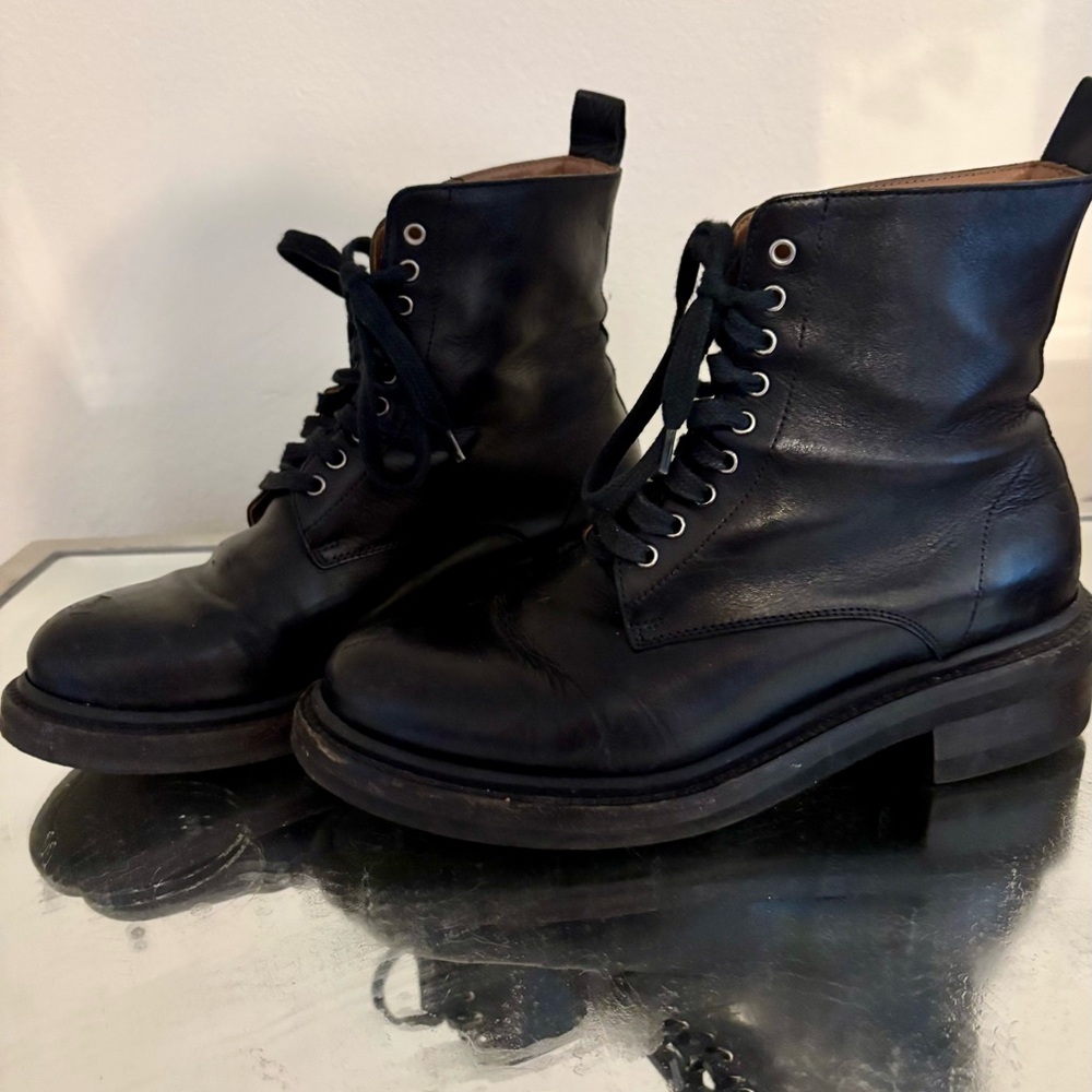 Women’s Frye Alice Black Leather Combat Boots - Picture 3 of 14